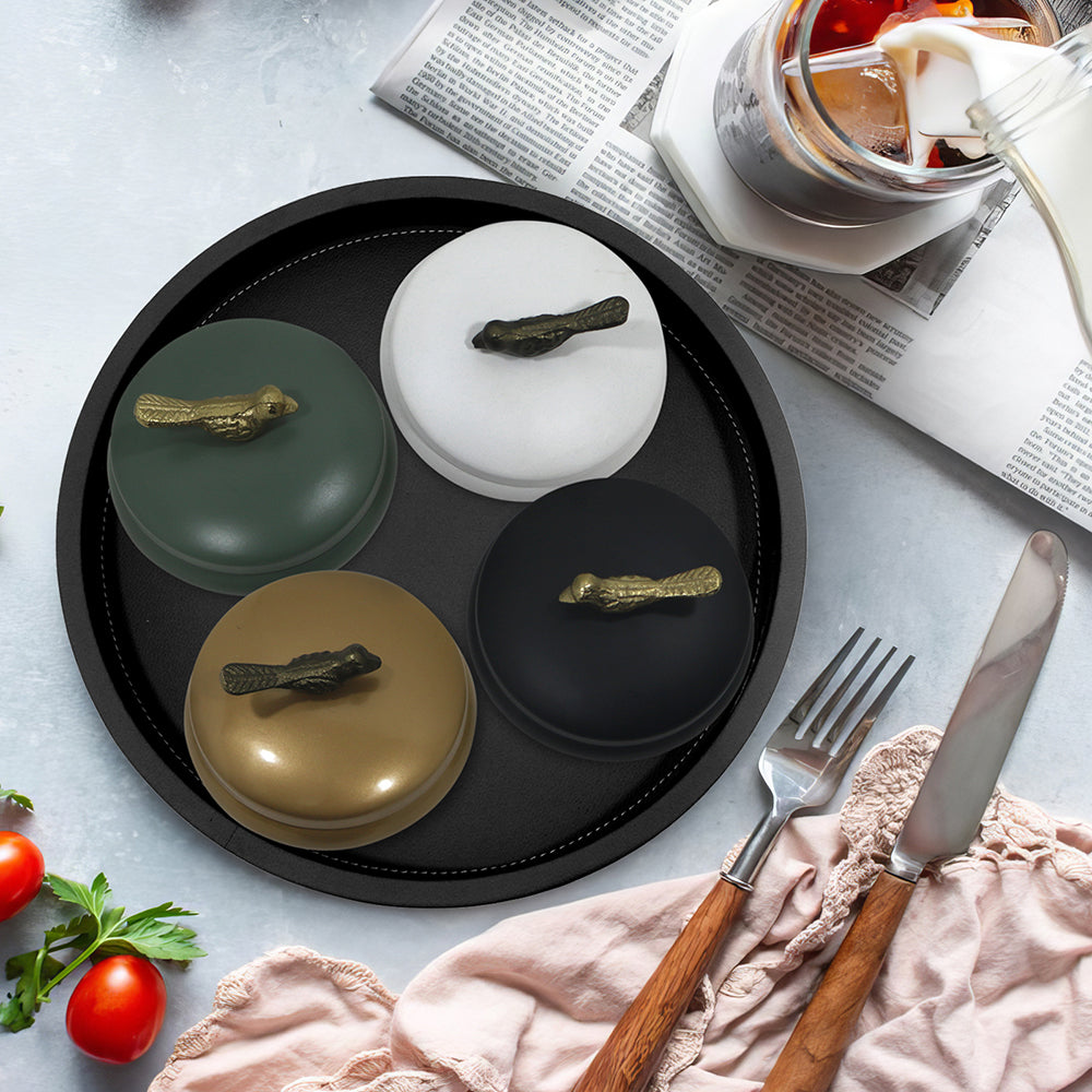 Wooden Black Tray With Four Box For Home , Kitchen , Office