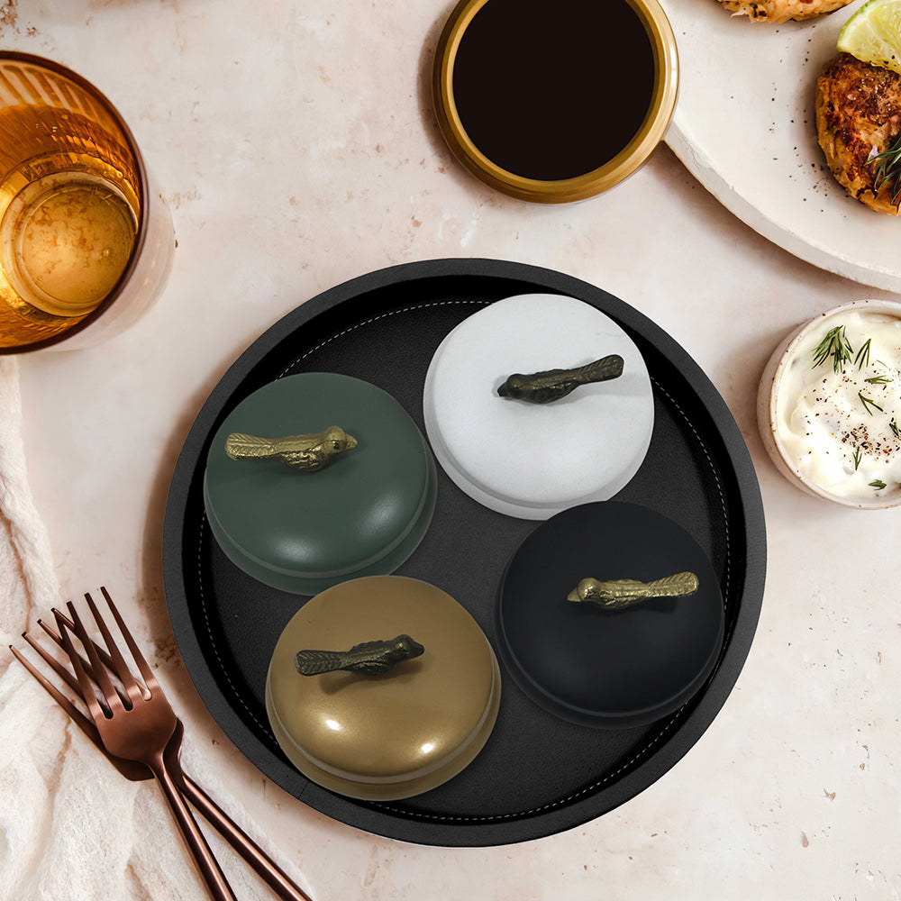 Wooden Black Tray With Four Box For Home , Kitchen , Office