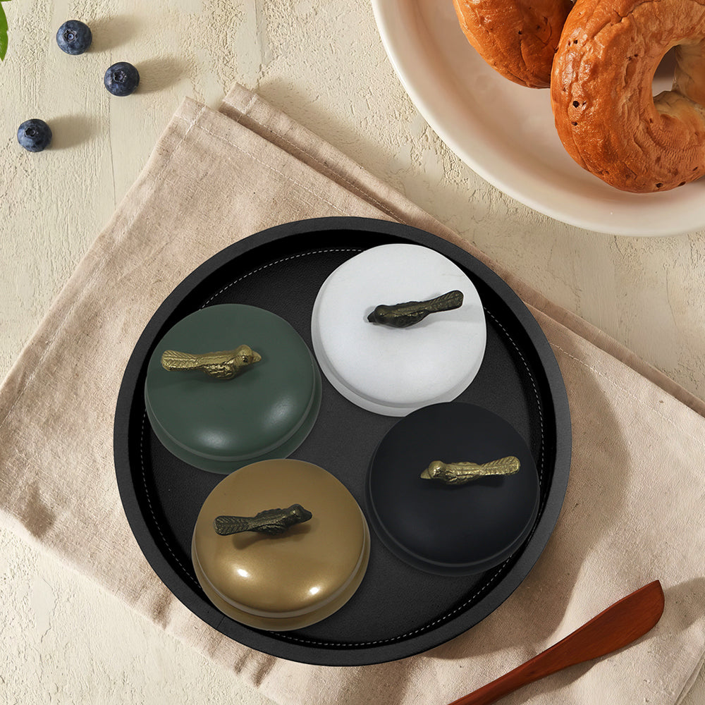 Wooden Black Tray With Four Box For Home , Kitchen , Office