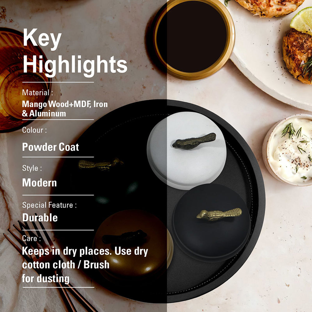 Wooden Black Tray With Four Box For Home , Kitchen , Office