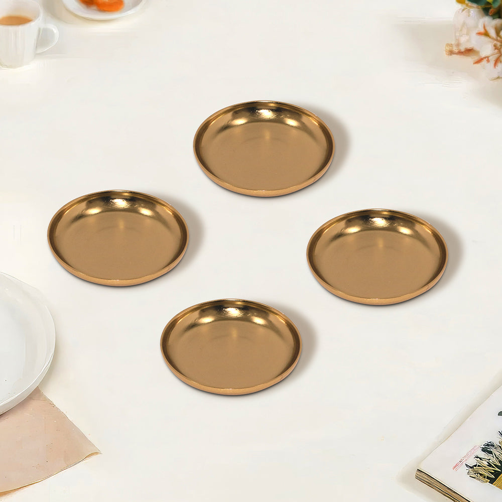 Iron Set of 4 Silver Metal Round Coasters