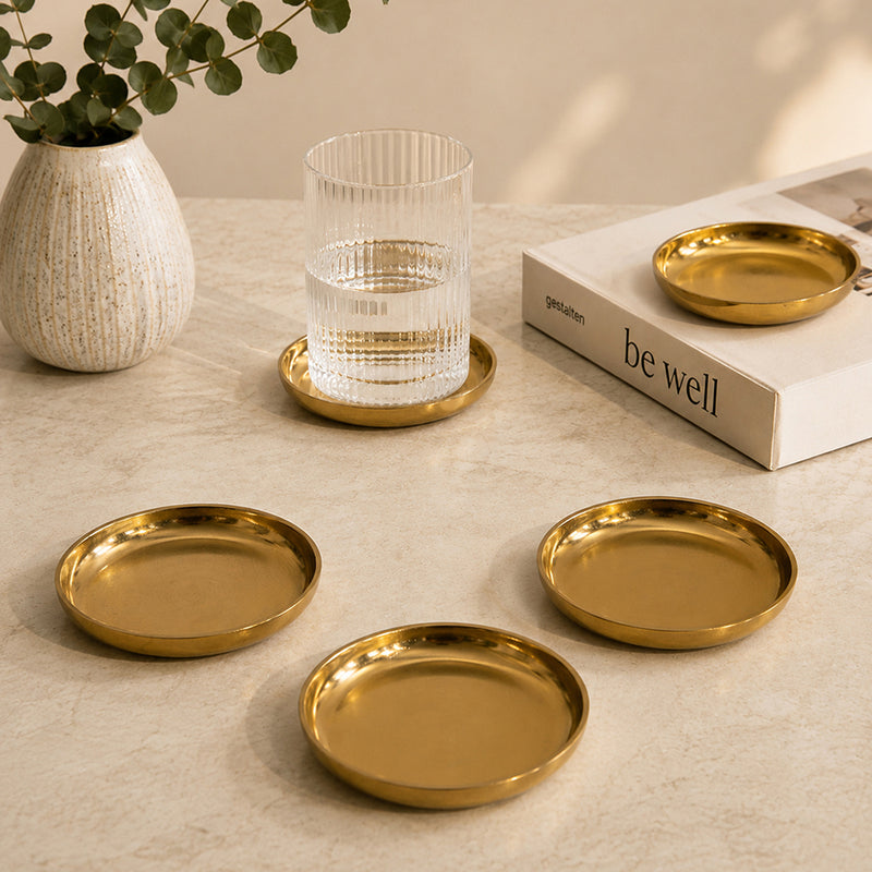 Metal Coaster, Set Of 4 - Gold