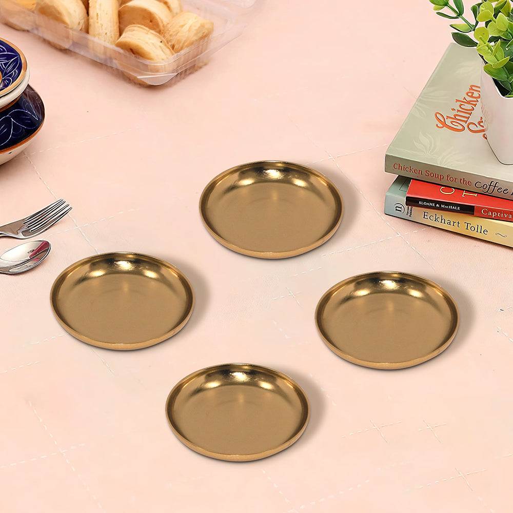 Iron Set of 4 Silver Metal Round Coasters