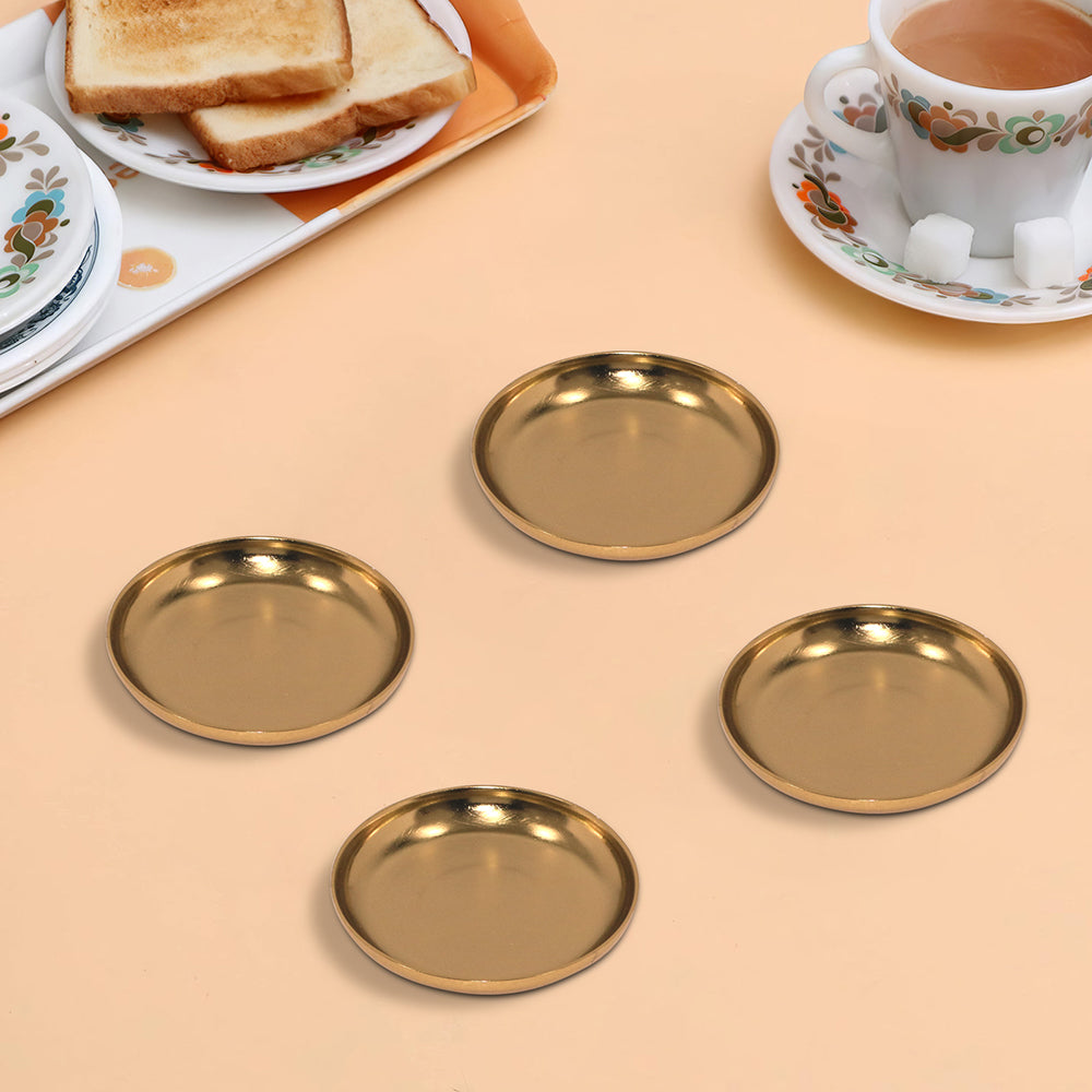 Iron Set of 4 Silver Metal Round Coasters