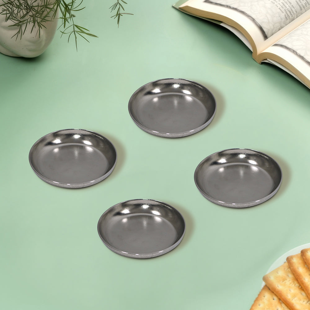 Iron Set of 4 Silver Metal Round Coasters