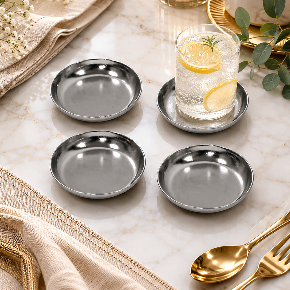 Metal Coaster, Set Of 4 - Silver