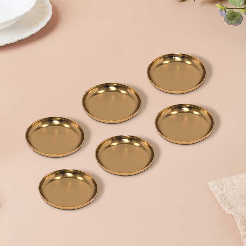 Iron Set of 6 Silver Metal Round Coasters