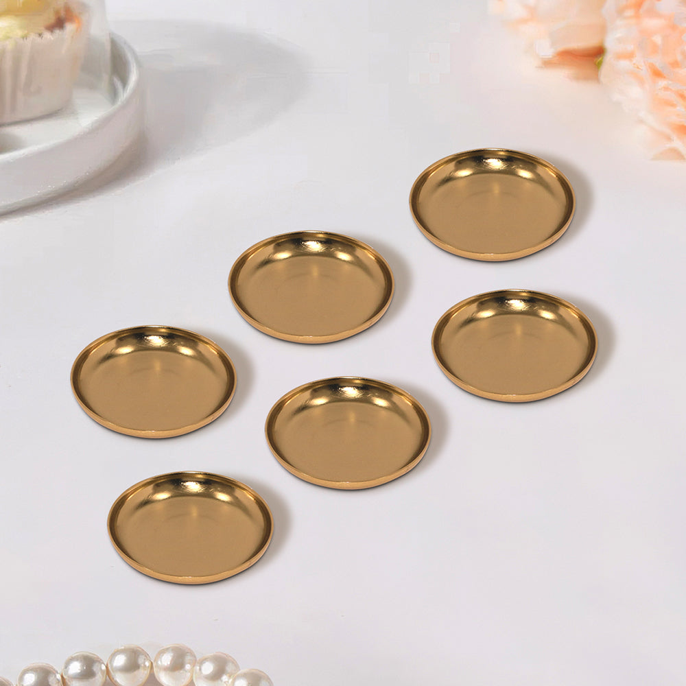 Iron Set of 6 Silver Metal Round Coasters