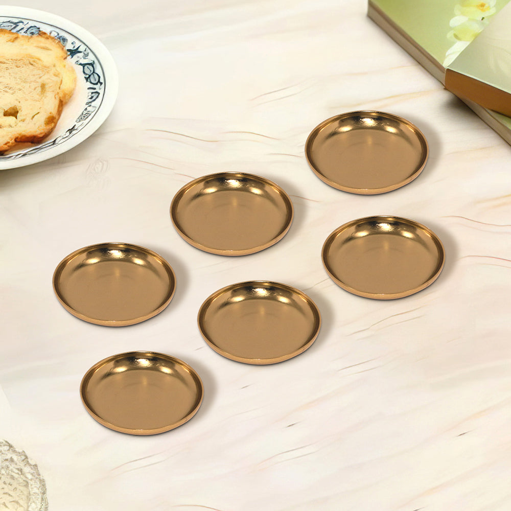 Iron Set of 6 Silver Metal Round Coasters
