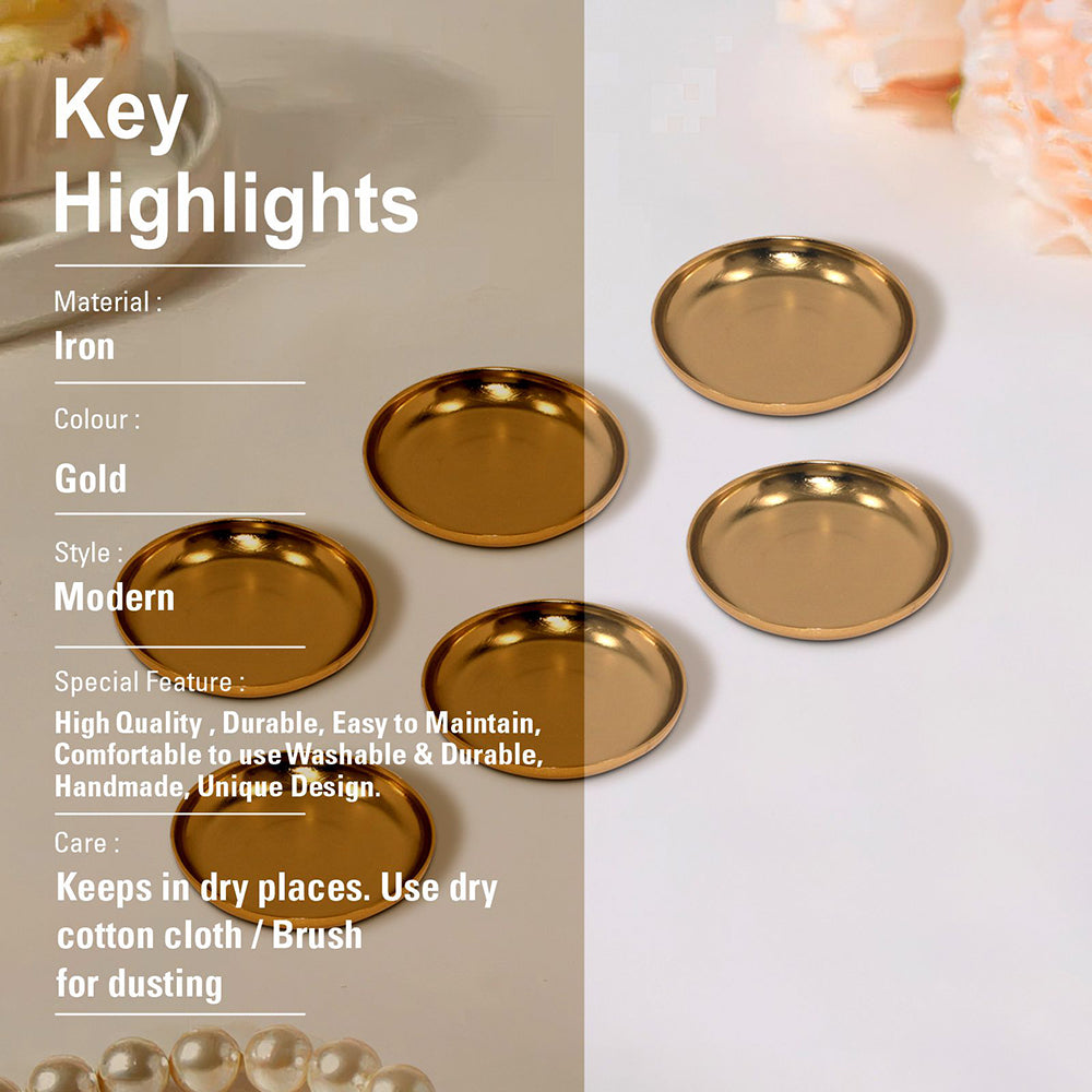 Iron Set of 6 Silver Metal Round Coasters