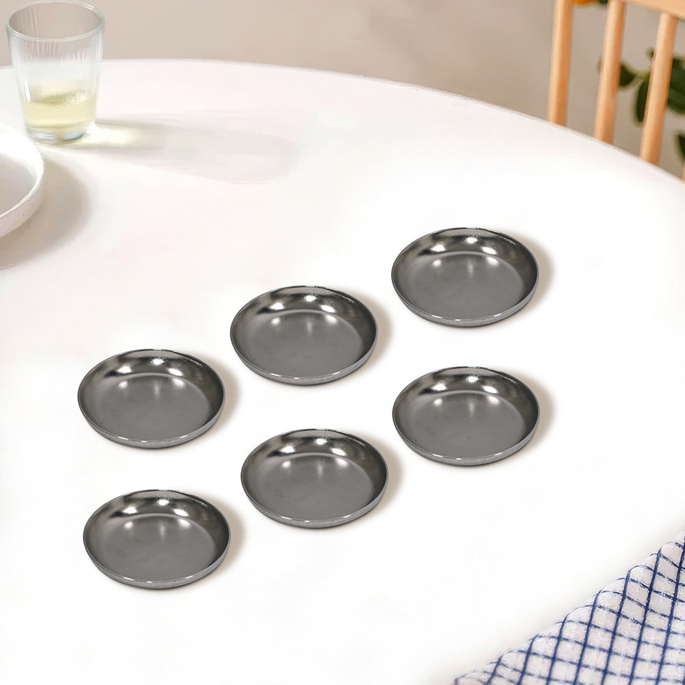 Iron Set of 6 Silver Metal Round Coasters