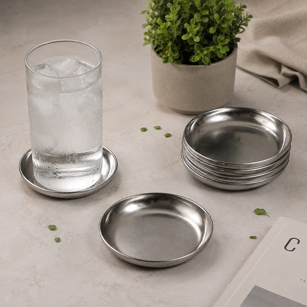 Metal Coaster, Set Of 6 - Silver