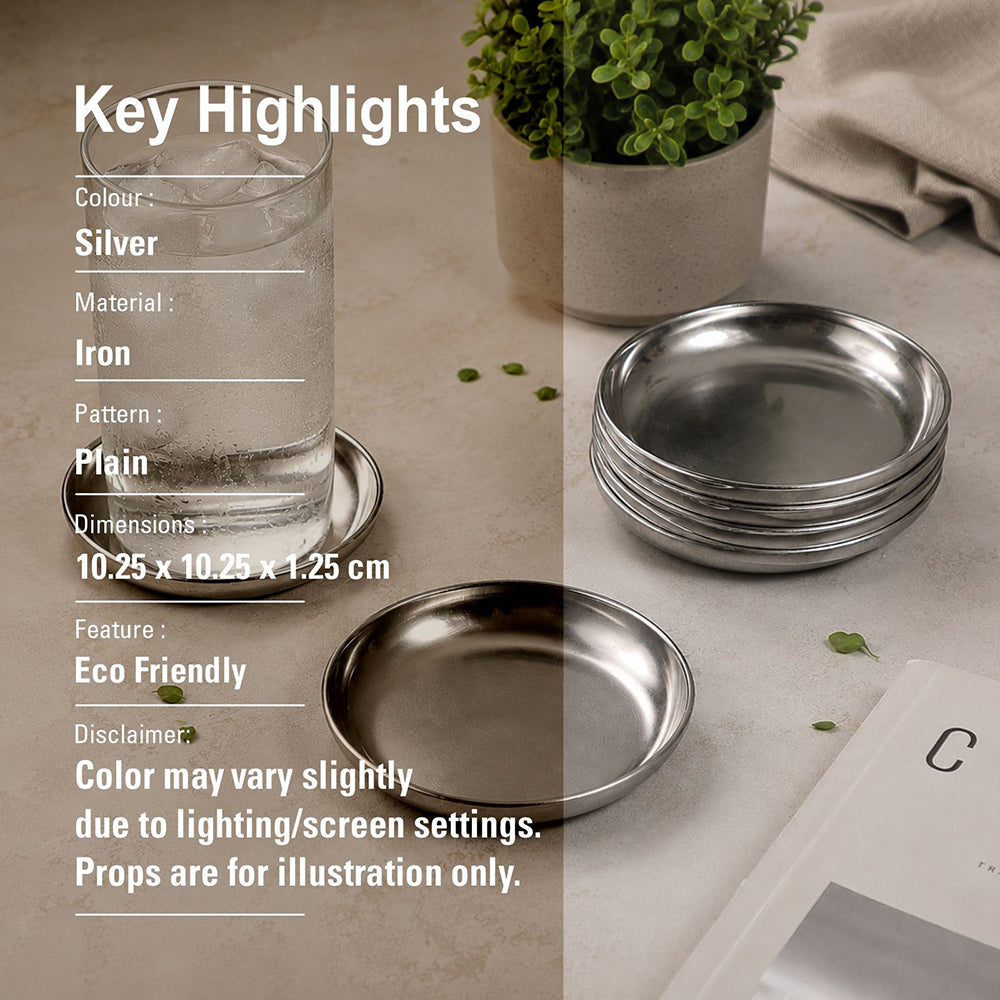 Metal Coaster, Set Of 6 - Silver