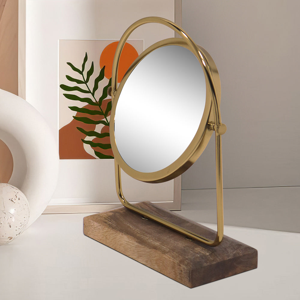 Metal & Wooden Vanity Mirror for Home Décor