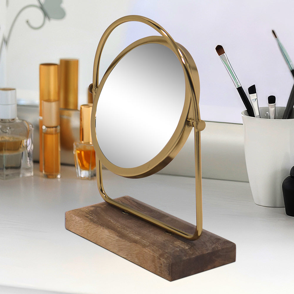 Metal & Wooden Vanity Mirror for Home Décor