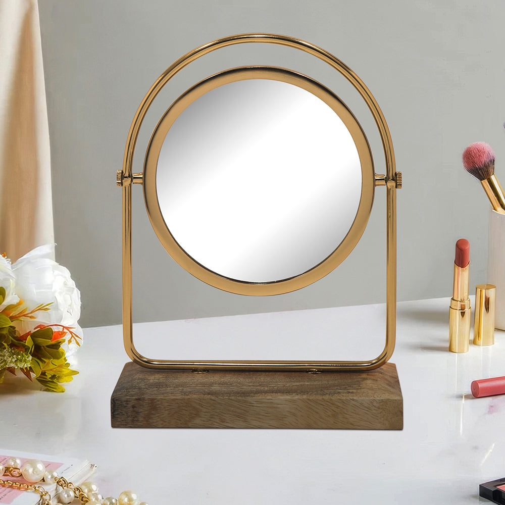 Metal & Wooden Vanity Mirror for Home Décor