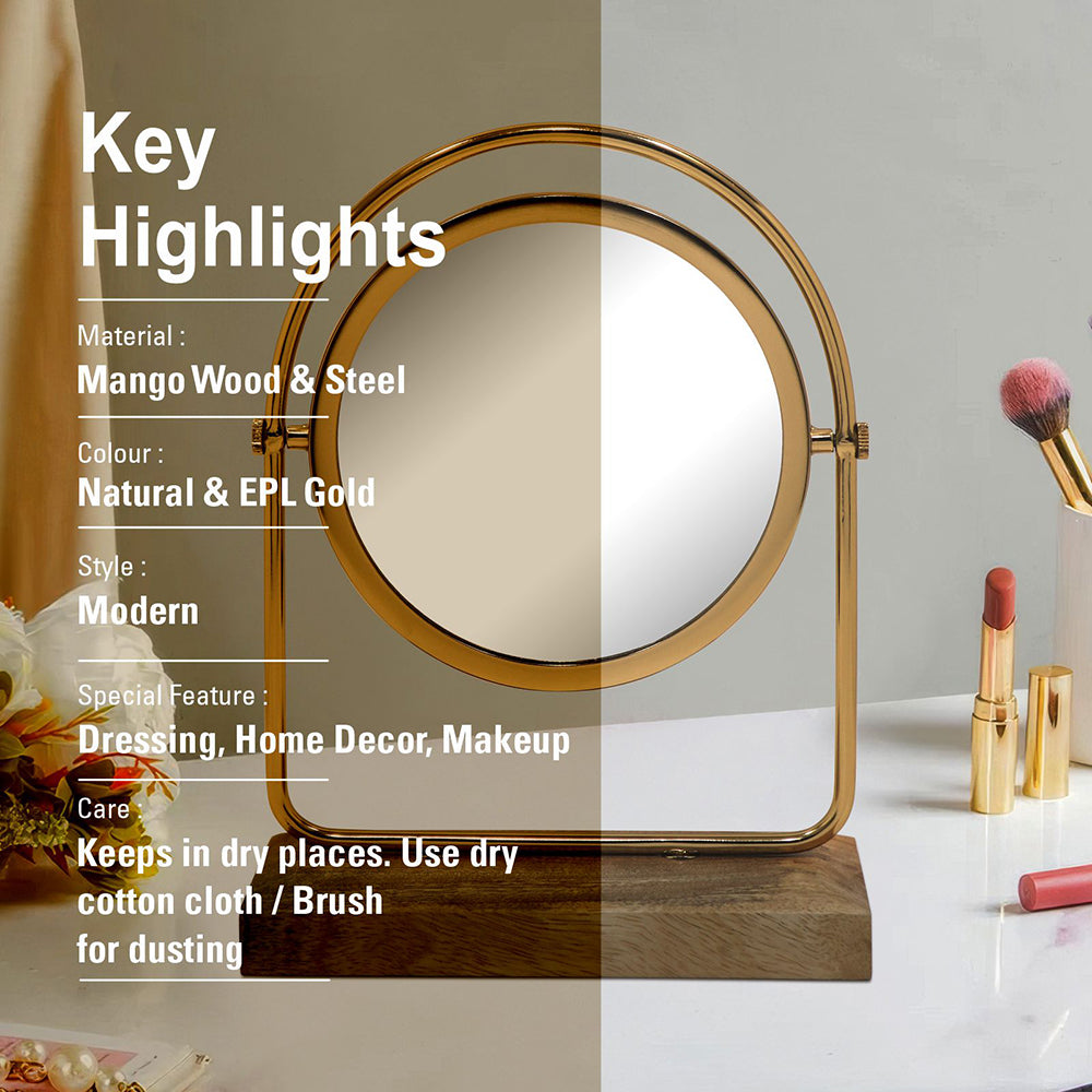 Metal & Wooden Vanity Mirror for Home Décor