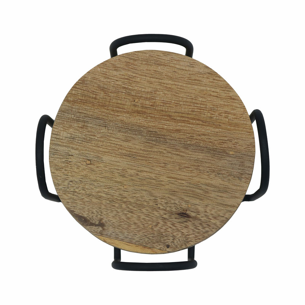 Elegant Iron Stand With Wooden Coaster For Home , Office Pack Of Six Coaster