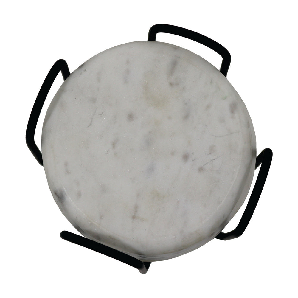 Elegant Iron Stand With Marble Coaster For Home , Office Pack Of Six Coaster