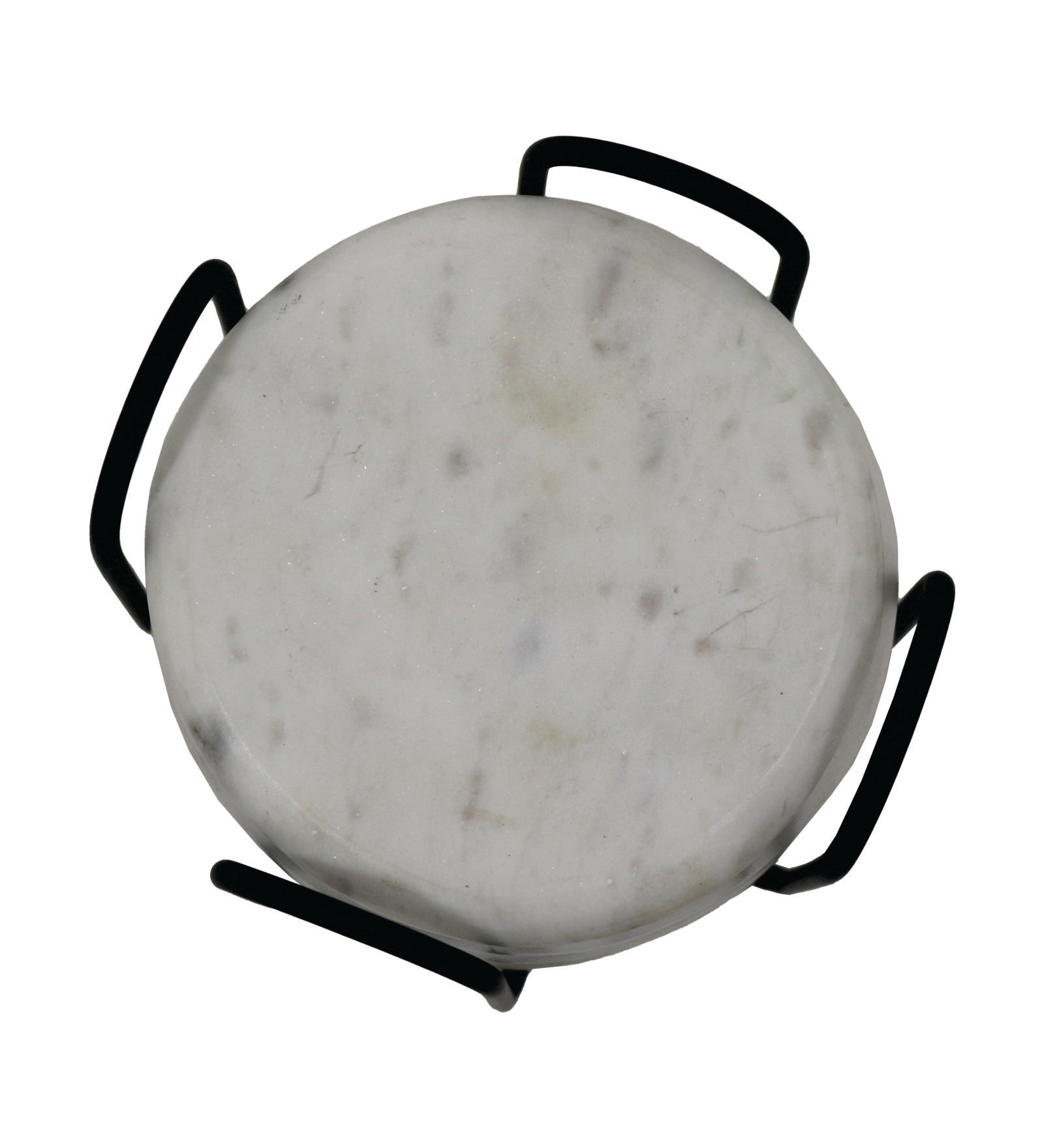 Marble Coasters With Metal Stand, Pack Of 6 - White