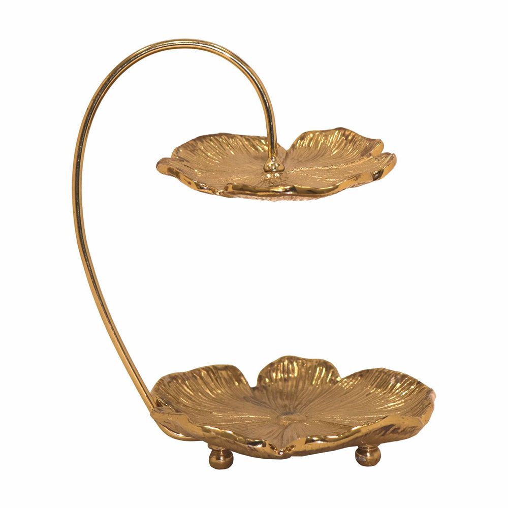 2 Tier Metal Jewellery Organiser - Gold