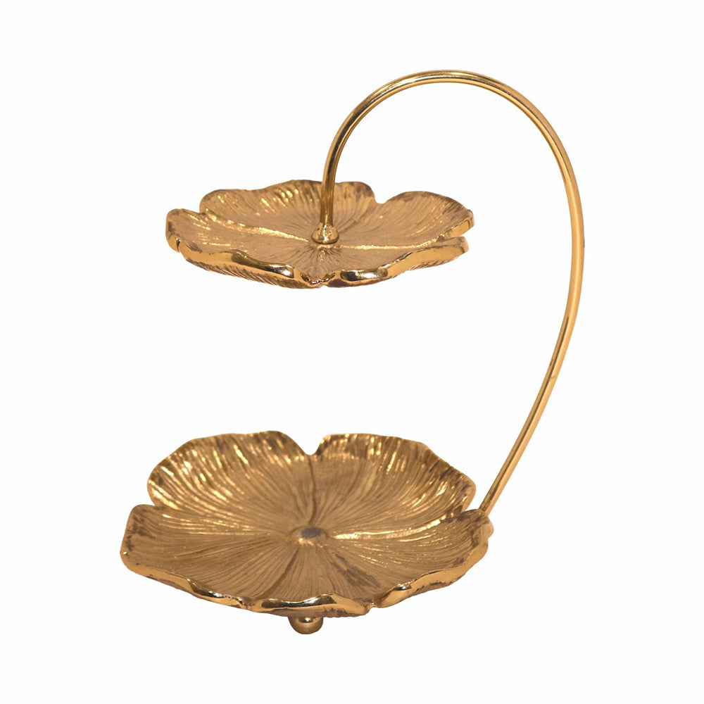 2 Tier Metal Jewellery Organiser - Gold
