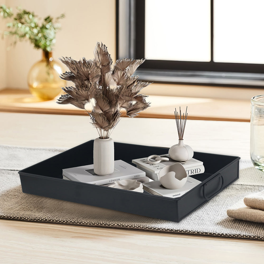 Iron Rectangle Black Designer Serving Tray For Kitchen , Office