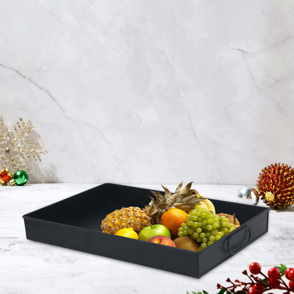 Iron Rectangle Black Designer Serving Tray For Kitchen , Office