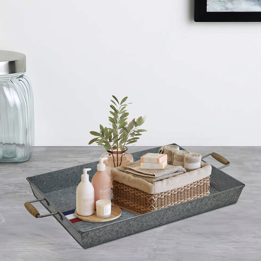 Iron Rectangle Designer Serving Tray For Kitchen , Office