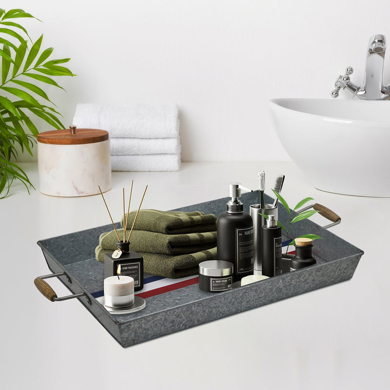 Iron Rectangle Designer Serving Tray For Kitchen , Office