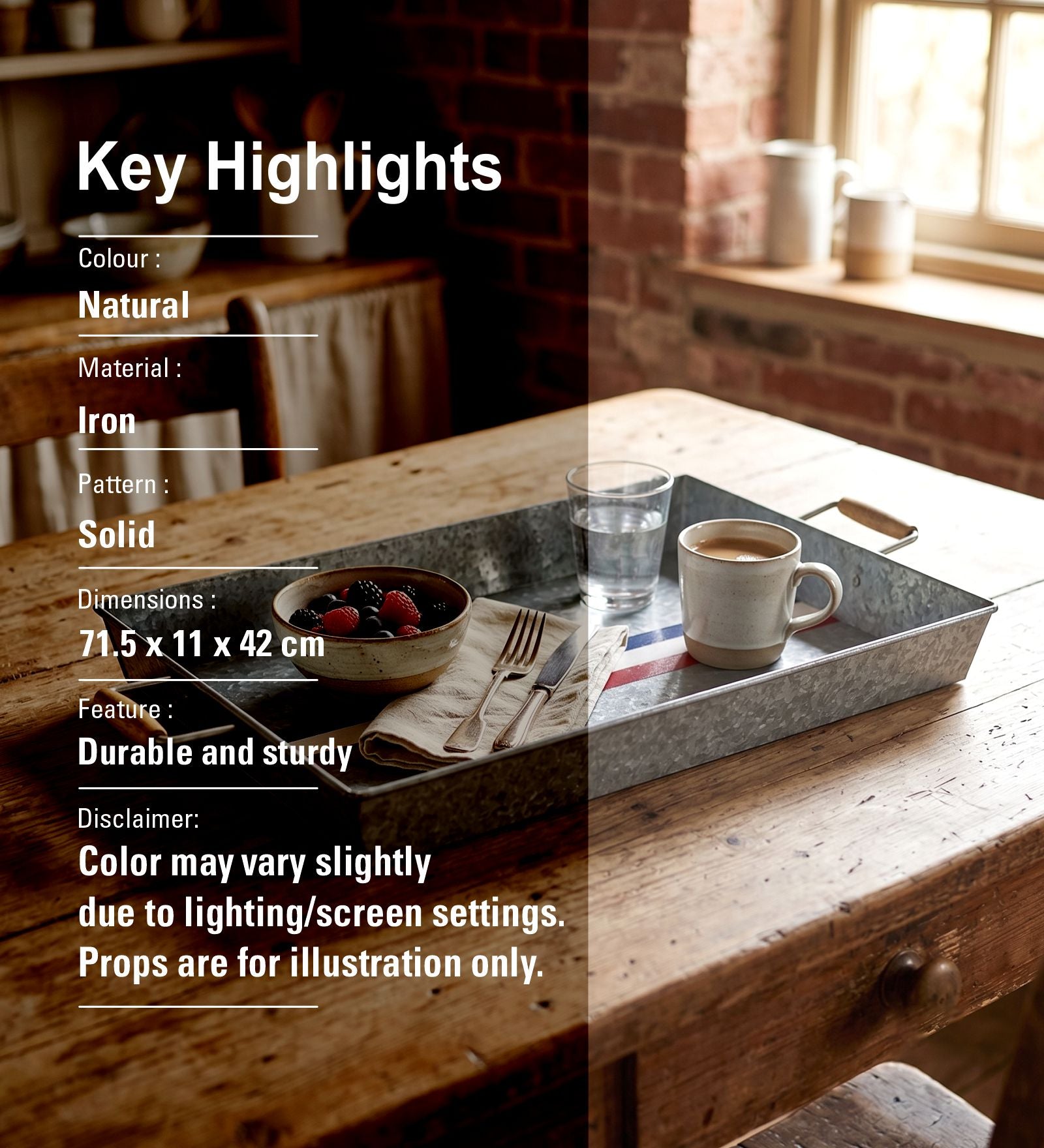 Rimor Metal Serving Tray - Natural
