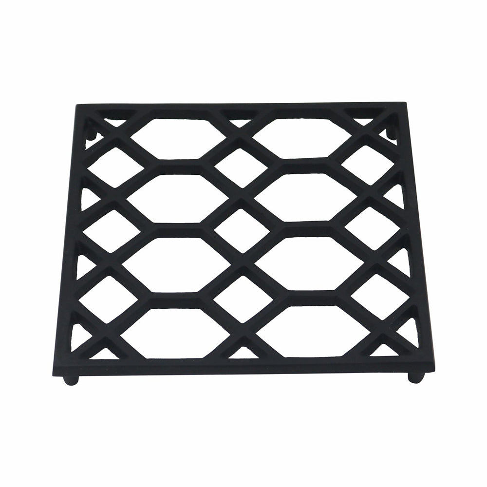 Metal Square Non-Slip Dining Place Matt Black Finish Trivet For Kitchen ( Pack of 1 )