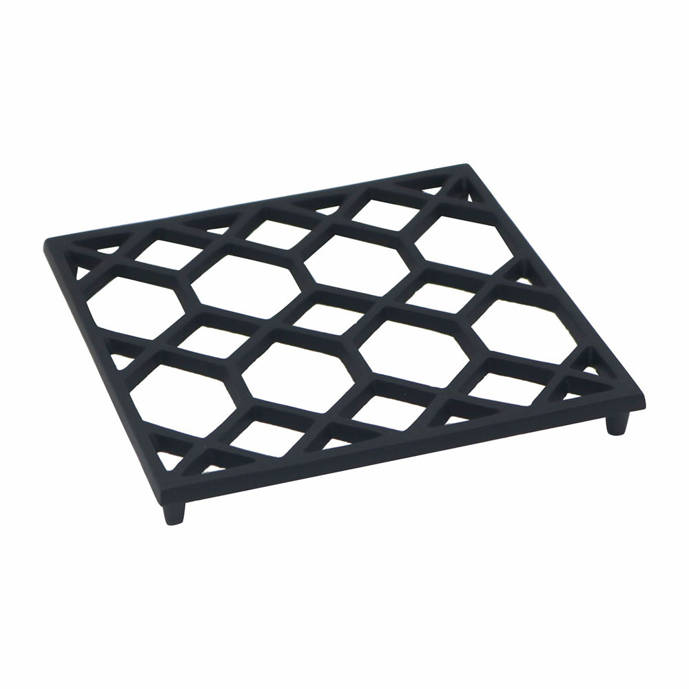 Metal Square Non-Slip Dining Place Matt Black Finish Trivet For Kitchen ( Pack of 1 )