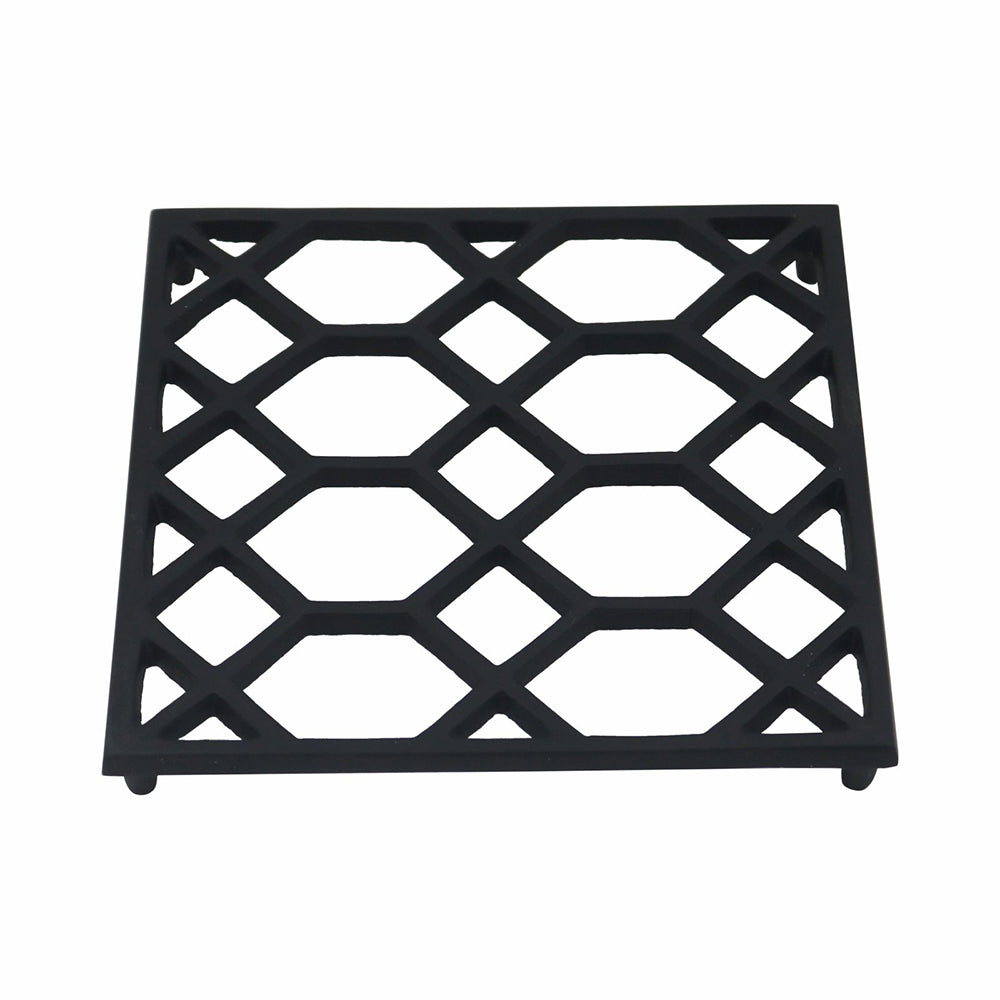 Metal Square Non-Slip Dining Place Matt Black Finish Trivet For Kitchen ( Pack of 1 )