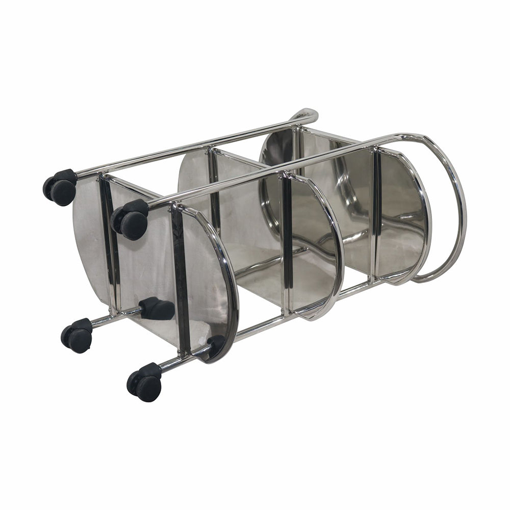 Kitchen Cart 3-Tier Revolving Multipurpose Kitchen Cart with Wheels | Silver Steel Kitchen Trolley
