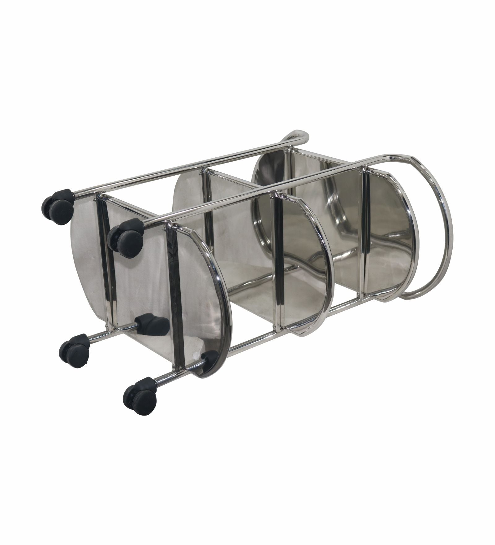 Metal 3 Tier Serving Trolley, Oval - Silver