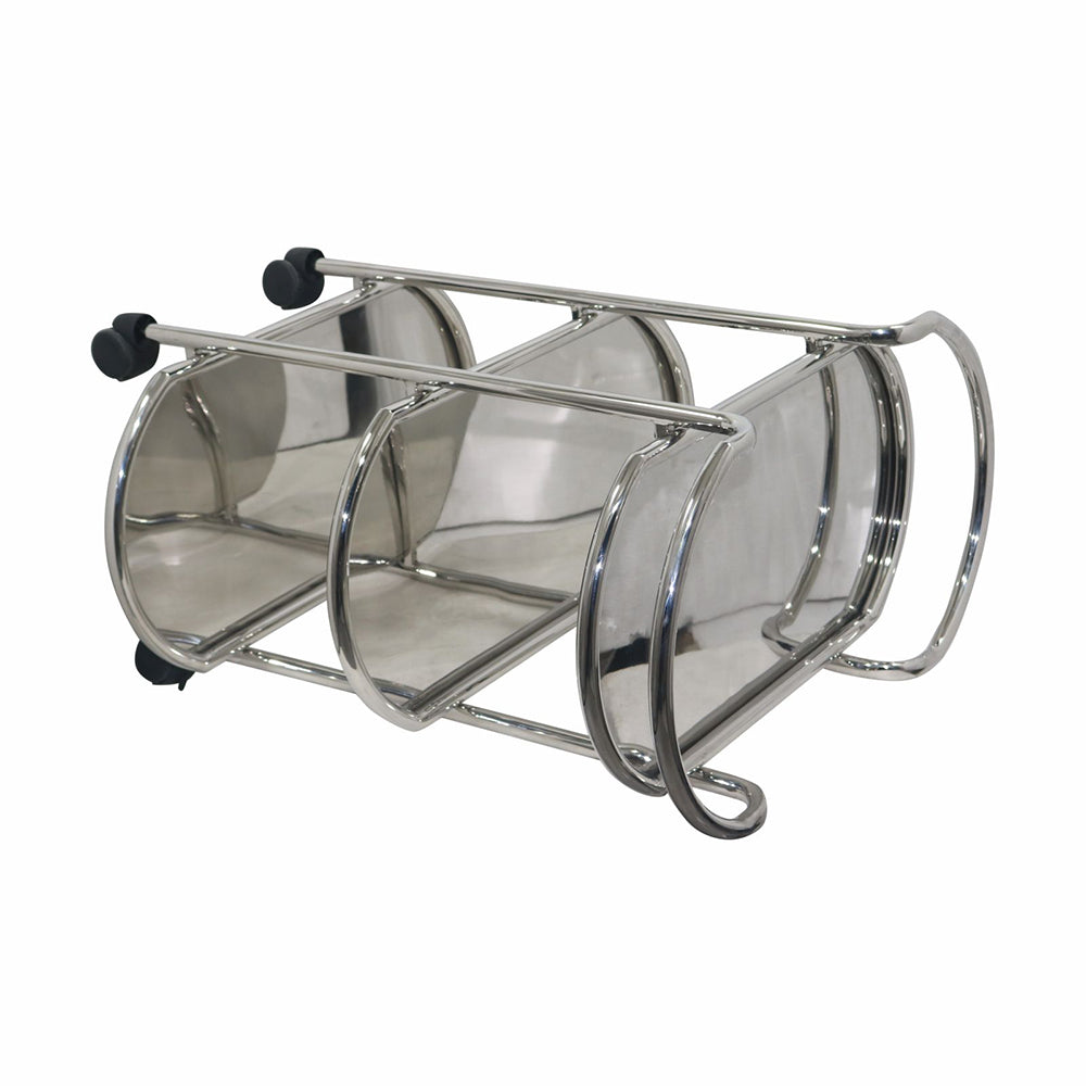 Kitchen Cart 3-Tier Revolving Multipurpose Kitchen Cart with Wheels | Silver Steel Kitchen Trolley