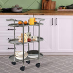 Kitchen Cart 3-Tier Revolving Multipurpose Kitchen Cart with Wheels | Silver Steel Kitchen Trolley