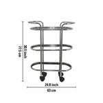 Kitchen Cart 3-Tier Revolving Multipurpose Kitchen Cart with Wheels | Silver Steel Kitchen Trolley