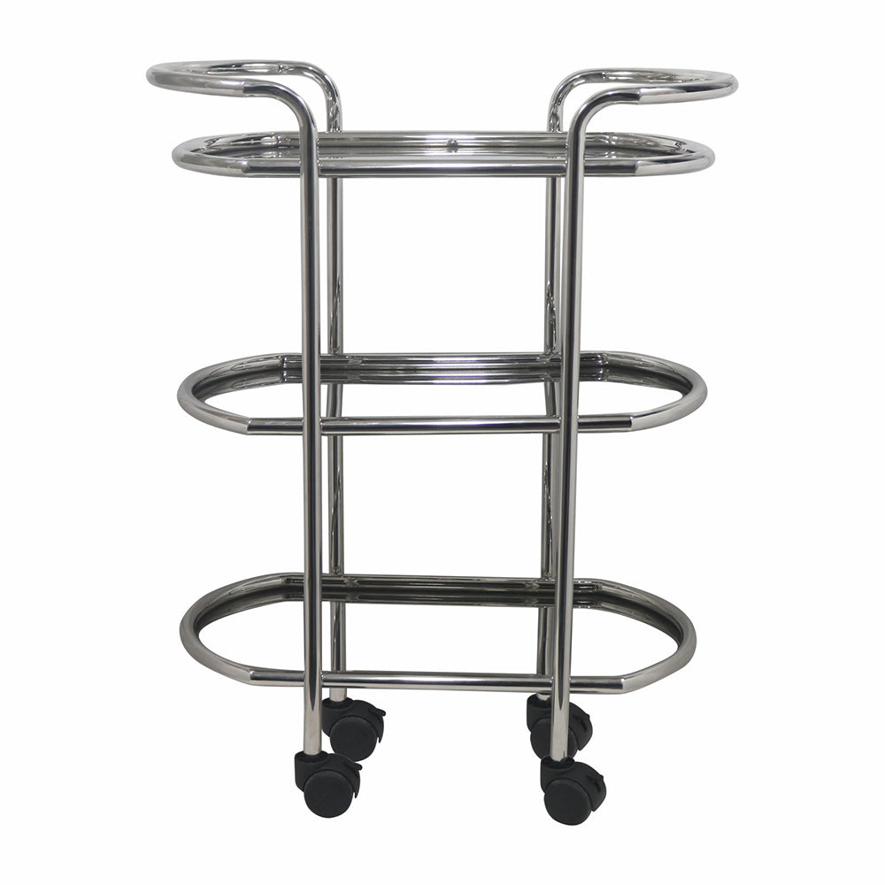 Kitchen Cart 3-Tier Revolving Multipurpose Kitchen Cart with Wheels | Silver Steel Kitchen Trolley