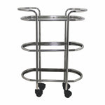 Kitchen Cart 3-Tier Revolving Multipurpose Kitchen Cart with Wheels | Silver Steel Kitchen Trolley