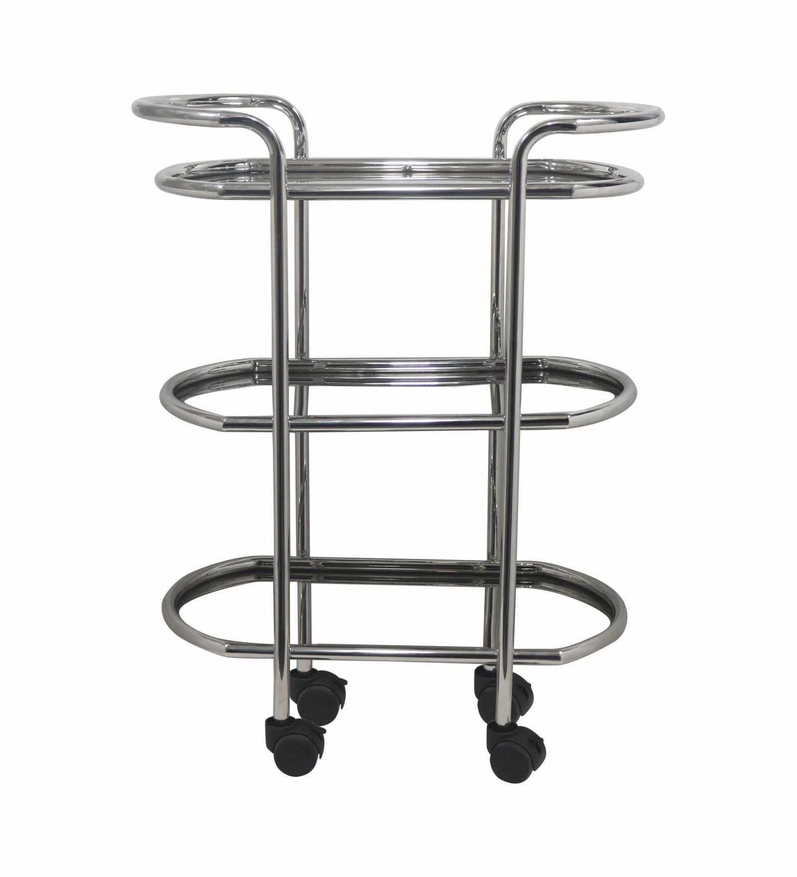 Metal 3 Tier Serving Trolley, Oval - Silver
