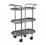 Kitchen Cart 3-Tier Revolving Multipurpose Kitchen Cart with Wheels | Silver Steel Kitchen Trolley