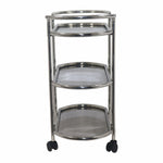Kitchen Cart 3-Tier Revolving Multipurpose Kitchen Cart with Wheels | Silver Steel Kitchen Trolley