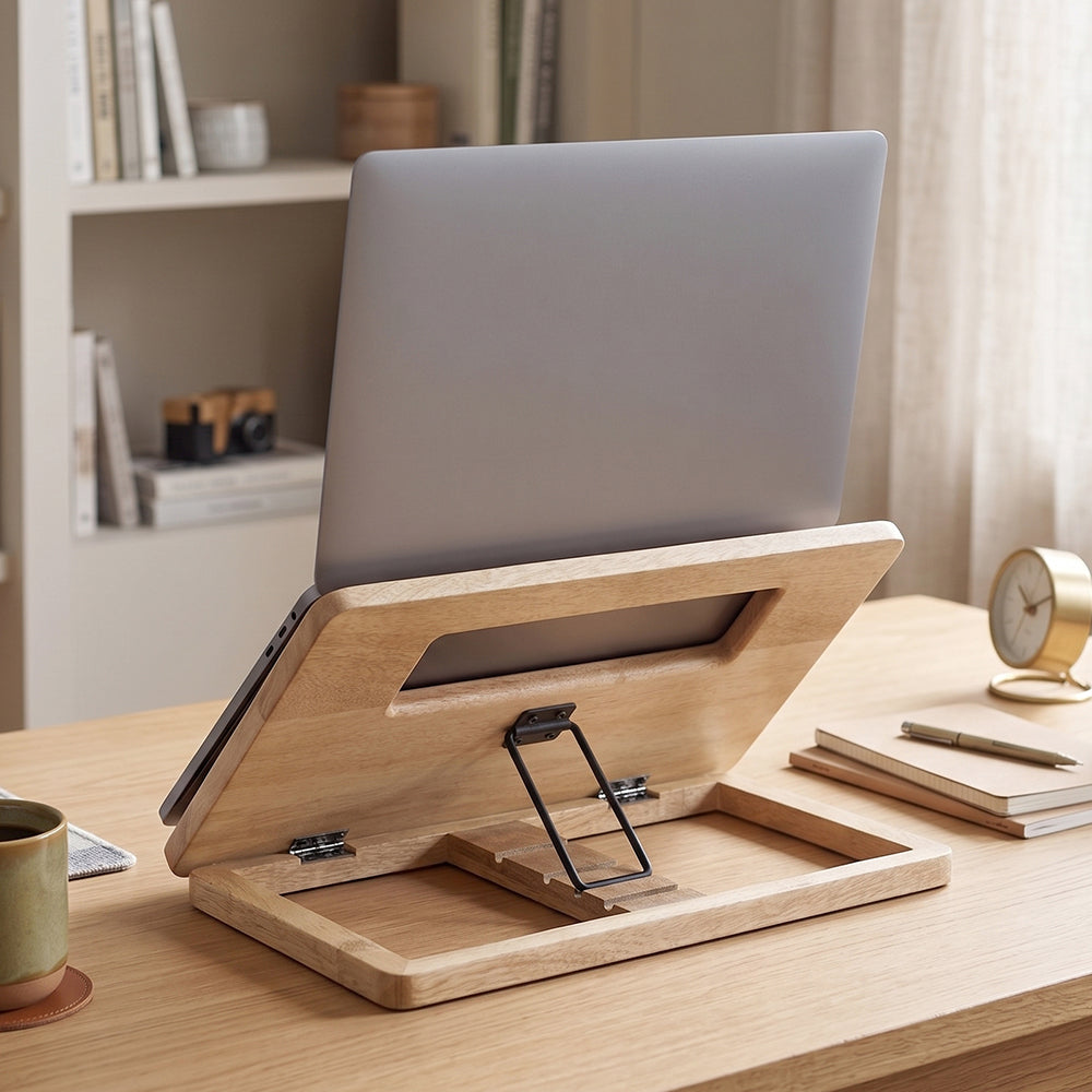 Adjustable Wooden Laptop Stand - Natural