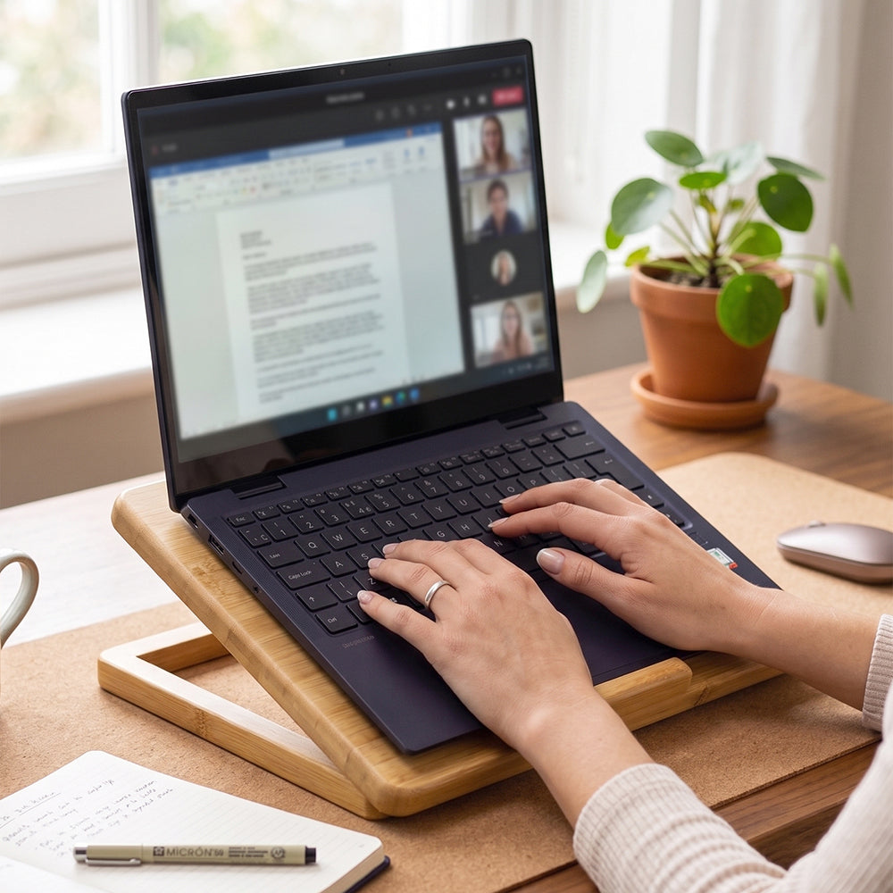 Adjustable Wooden Laptop Stand - Natural