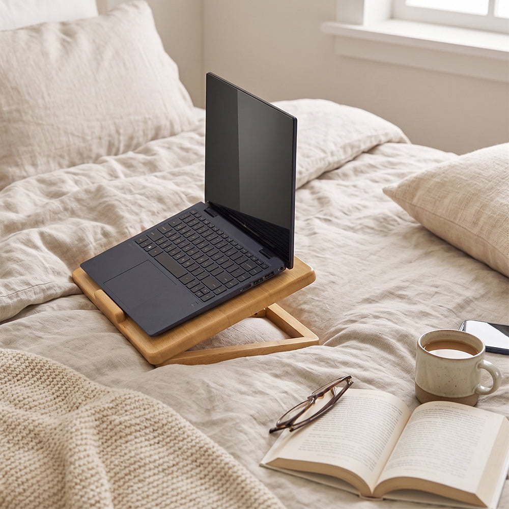 Adjustable Wooden Laptop Stand - Natural