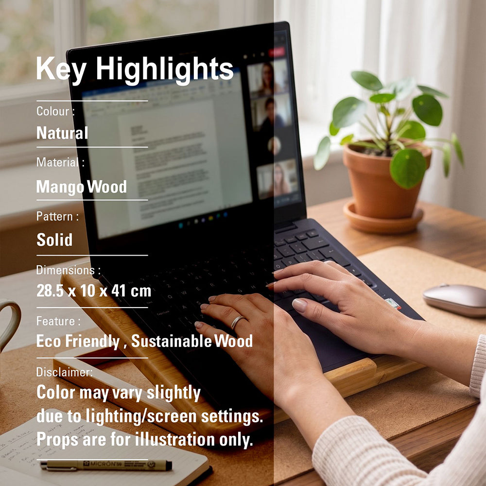 Adjustable Wooden Laptop Stand - Natural