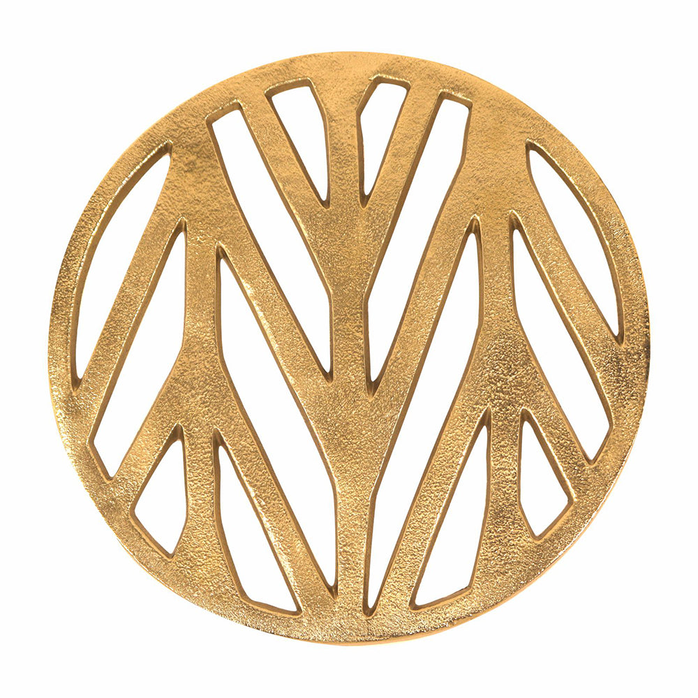 Metal Round Non-Slip Dining Place Gold Finish Trivet For Kitchen ( Pack of 1 )