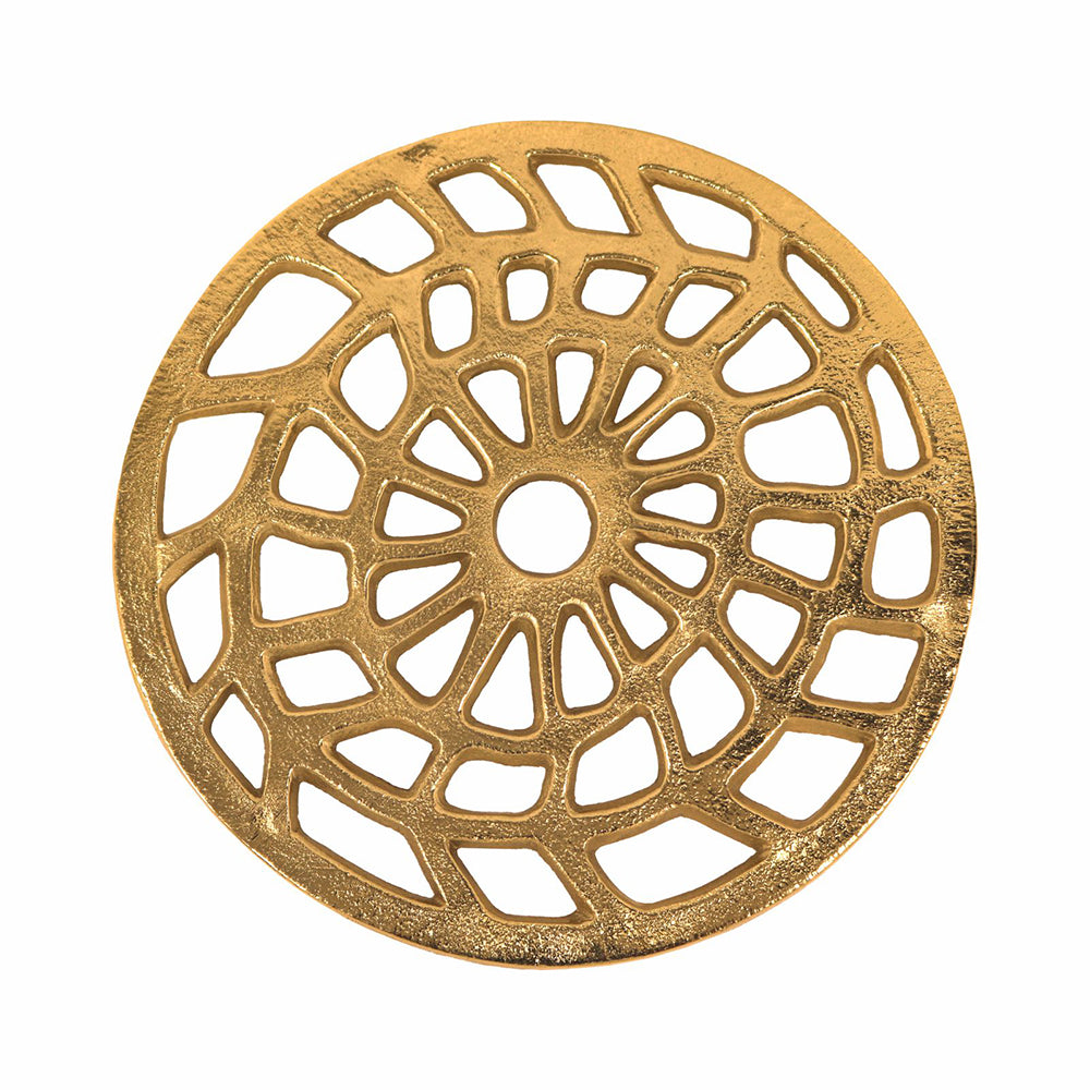 Metal Round Non-Slip Dining Place Gold Finish Trivet For Kitchen ( Pack of 1 )